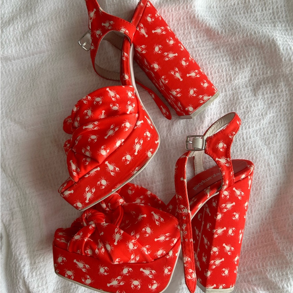 Jeffrey Campbell Red Crab Print Platform Heels